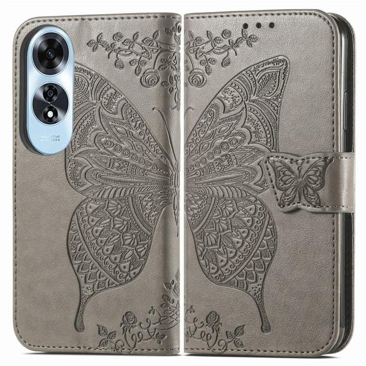 For OPPO A60 Butterfly Love Flower Embossed Leather Phone Case