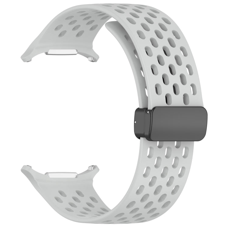 For Samsung Galaxy Watch Ultra 47mm Hole Style Magnetic Folding Buckle Silicone Watch Band