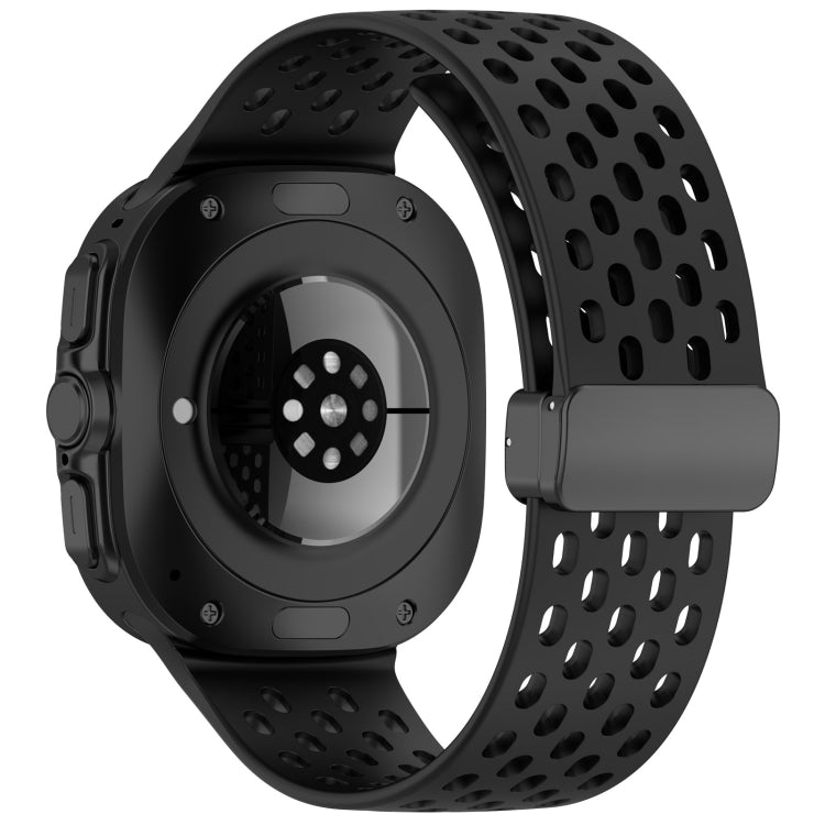For Samsung Galaxy Watch Ultra 47mm Hole Style Magnetic Folding Buckle Silicone Watch Band
