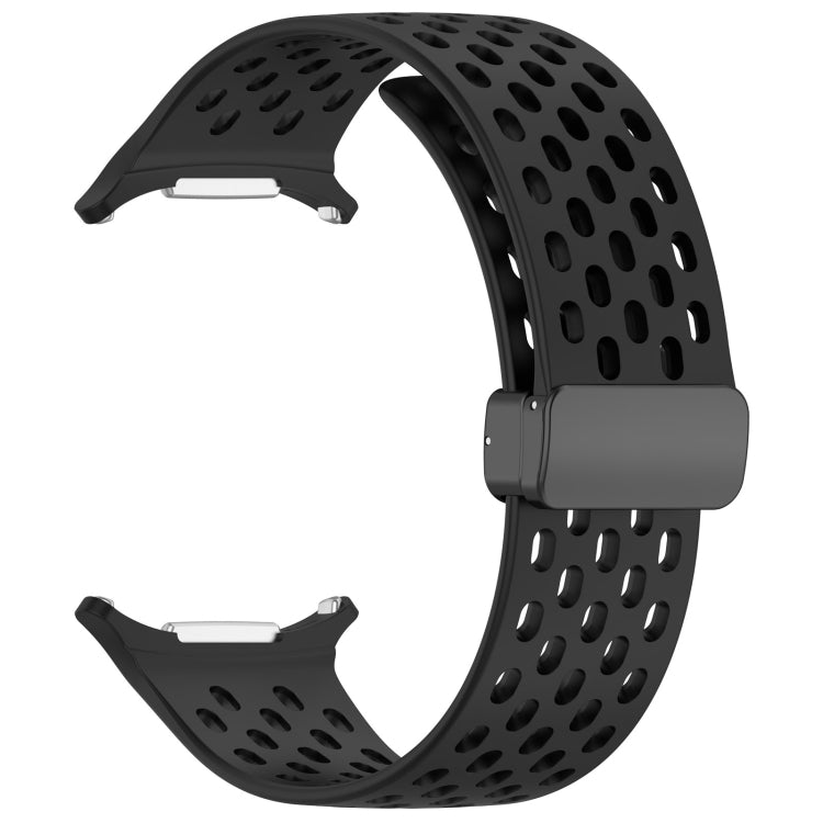 For Samsung Galaxy Watch Ultra 47mm Hole Style Magnetic Folding Buckle Silicone Watch Band