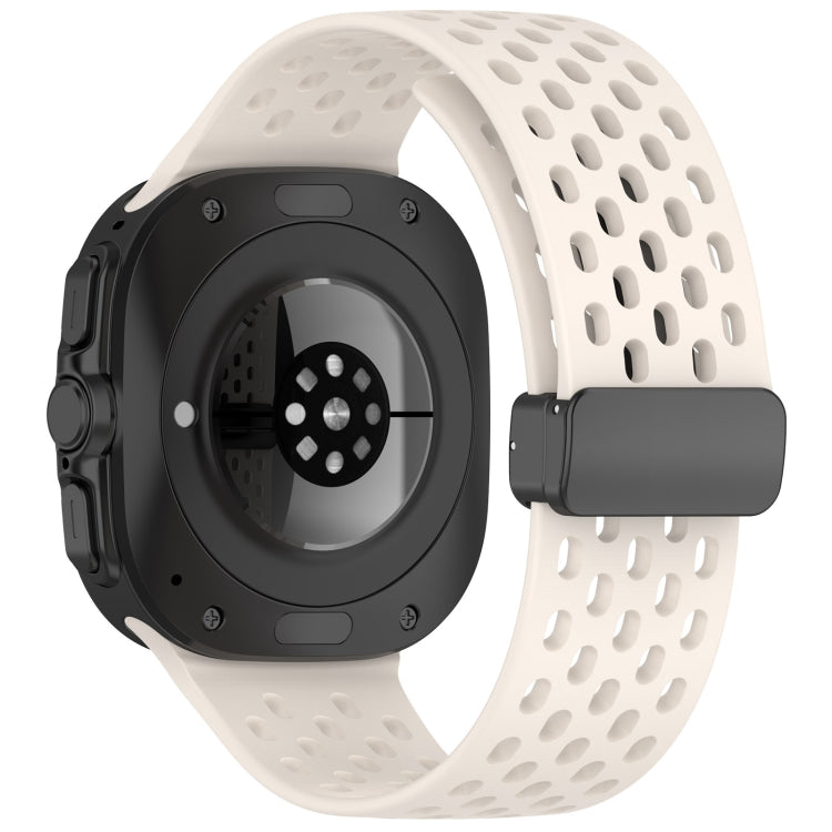 For Samsung Galaxy Watch Ultra 47mm Hole Style Magnetic Folding Buckle Silicone Watch Band