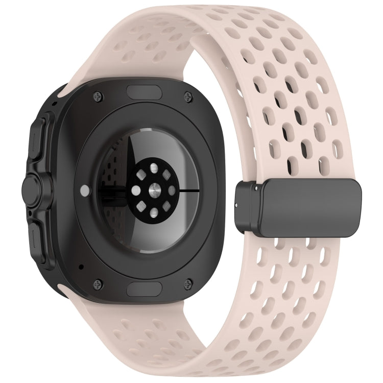 For Samsung Galaxy Watch Ultra 47mm Hole Style Magnetic Folding Buckle Silicone Watch Band