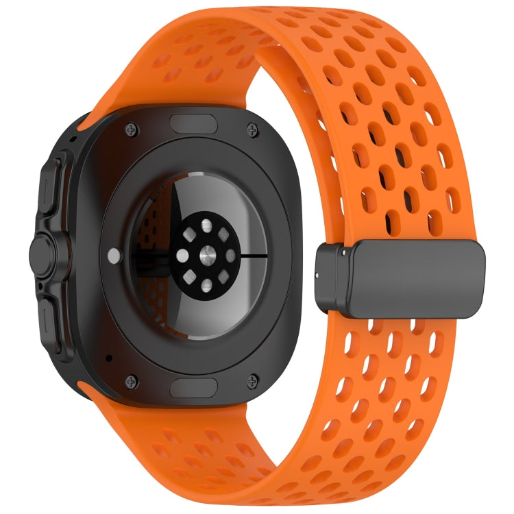 For Samsung Galaxy Watch Ultra 47mm Hole Style Magnetic Folding Buckle Silicone Watch Band
