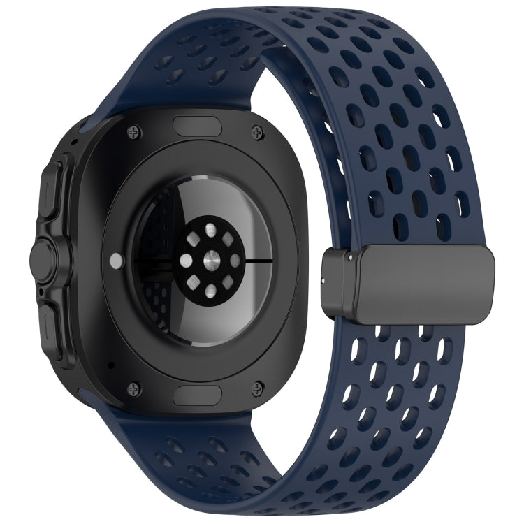 For Samsung Galaxy Watch Ultra 47mm Hole Style Magnetic Folding Buckle Silicone Watch Band