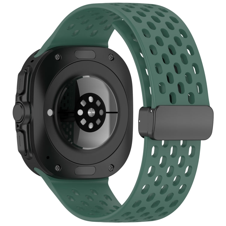 For Samsung Galaxy Watch Ultra 47mm Hole Style Magnetic Folding Buckle Silicone Watch Band