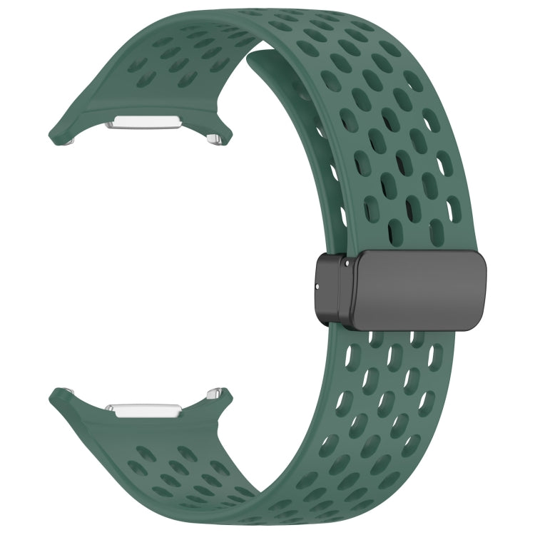 For Samsung Galaxy Watch Ultra 47mm Hole Style Magnetic Folding Buckle Silicone Watch Band