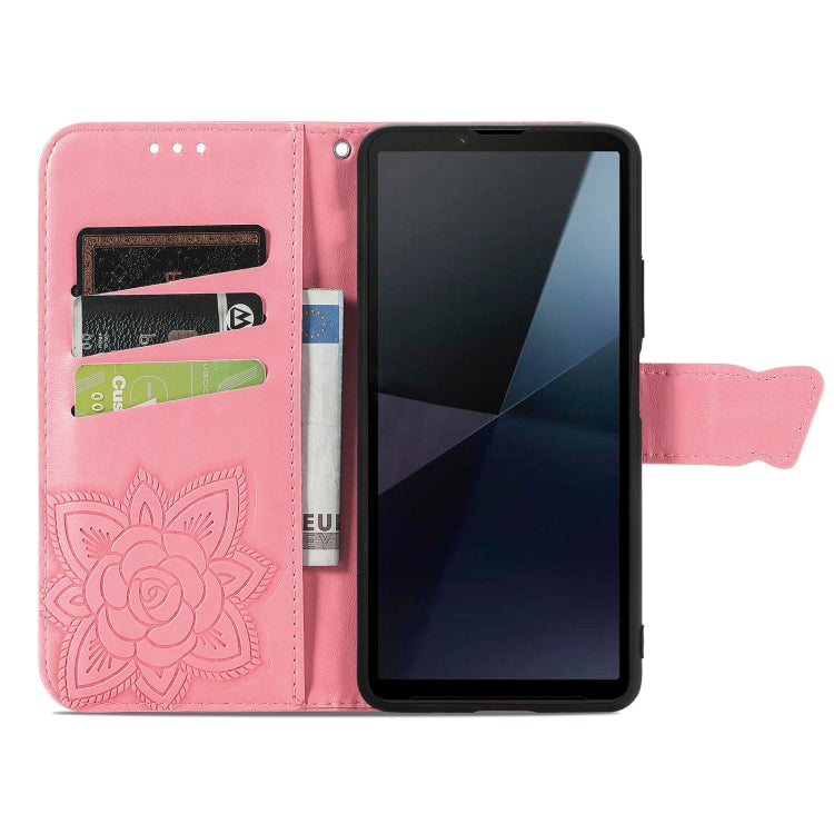 For Sony Xperia 10 VI Butterfly Love Flower Embossed Leather Phone Case