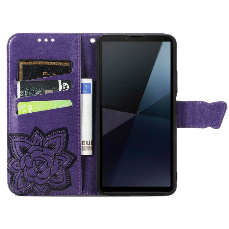 For Sony Xperia 10 VI Butterfly Love Flower Embossed Leather Phone Case
