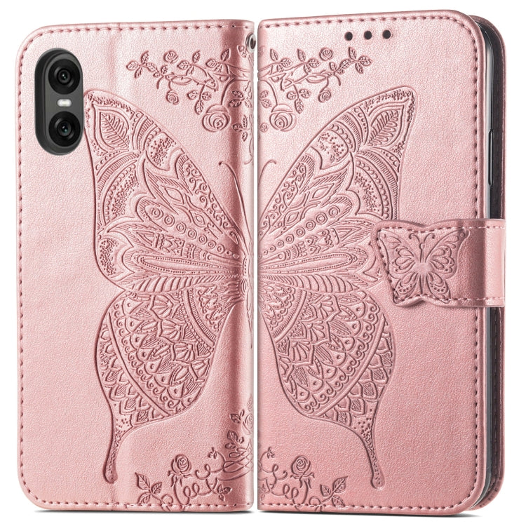 For Sony Xperia 10 VI Butterfly Love Flower Embossed Leather Phone Case