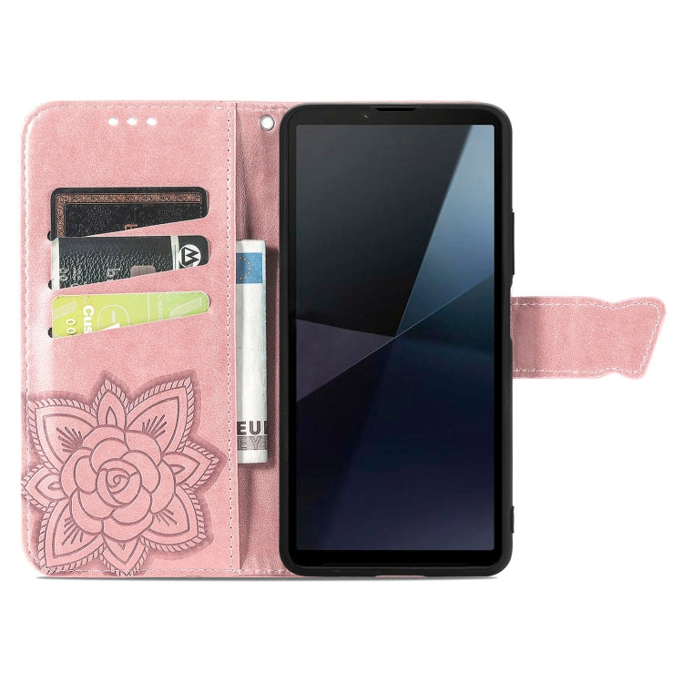 For Sony Xperia 10 VI Butterfly Love Flower Embossed Leather Phone Case