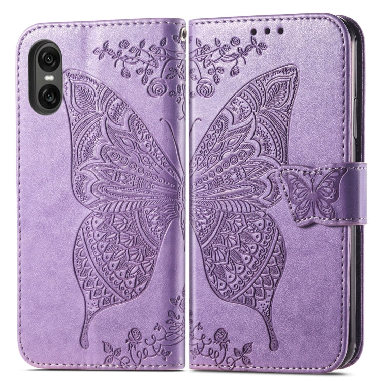 For Sony Xperia 10 VI Butterfly Love Flower Embossed Leather Phone Case