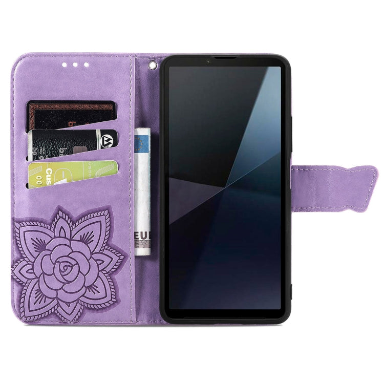 For Sony Xperia 10 VI Butterfly Love Flower Embossed Leather Phone Case