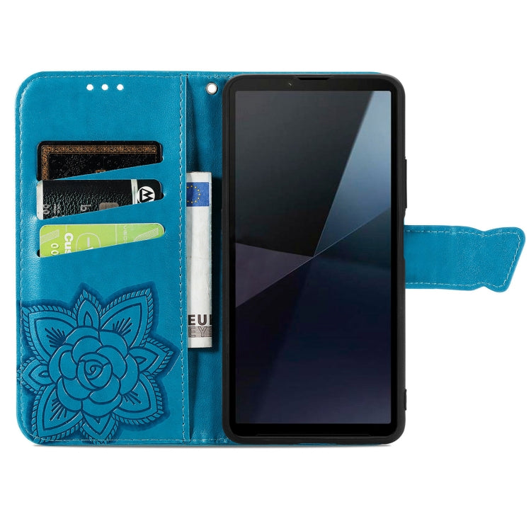 For Sony Xperia 10 VI Butterfly Love Flower Embossed Leather Phone Case