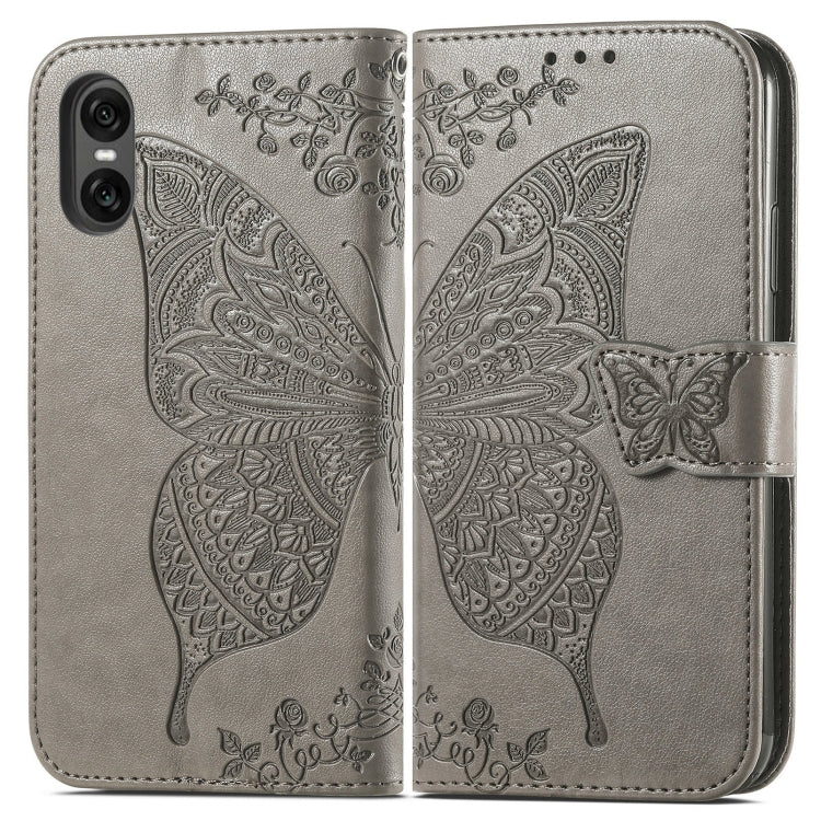 For Sony Xperia 10 VI Butterfly Love Flower Embossed Leather Phone Case