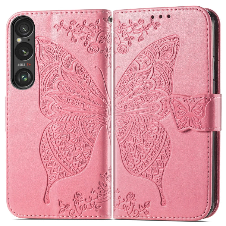 For Sony Xperia 1 VI Butterfly Love Flower Embossed Leather Phone Case