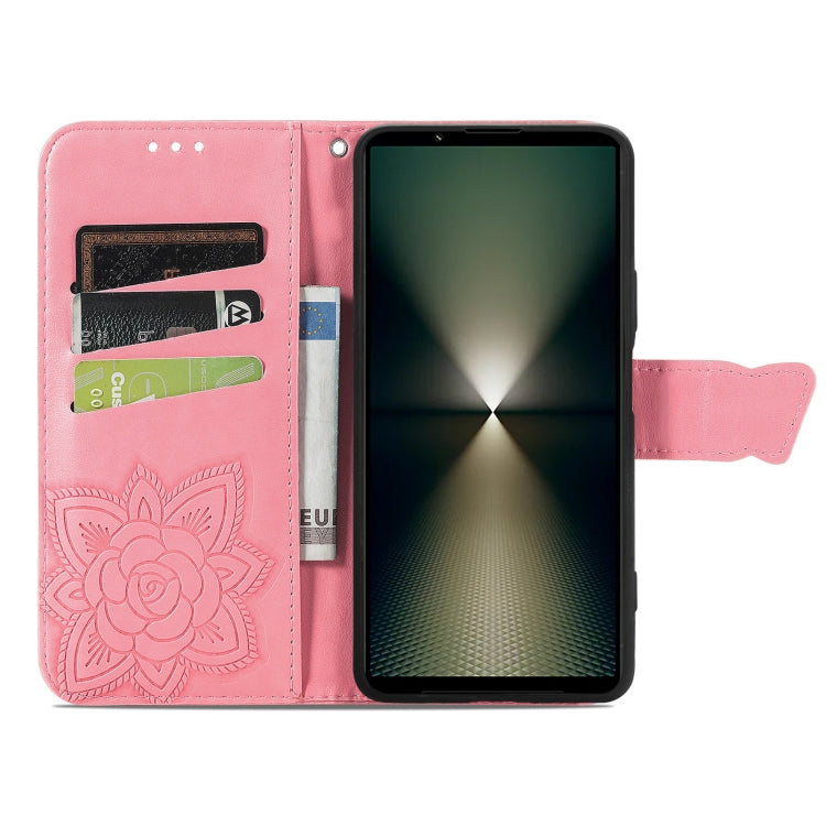 For Sony Xperia 1 VI Butterfly Love Flower Embossed Leather Phone Case
