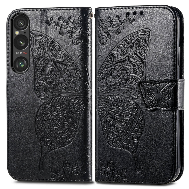 For Sony Xperia 1 VI Butterfly Love Flower Embossed Leather Phone Case