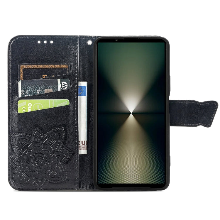 For Sony Xperia 1 VI Butterfly Love Flower Embossed Leather Phone Case