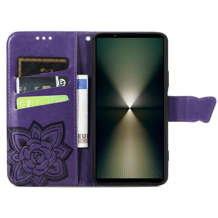For Sony Xperia 1 VI Butterfly Love Flower Embossed Leather Phone Case