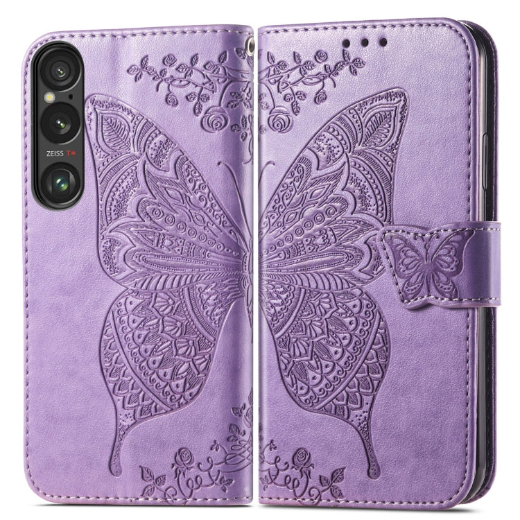 For Sony Xperia 1 VI Butterfly Love Flower Embossed Leather Phone Case
