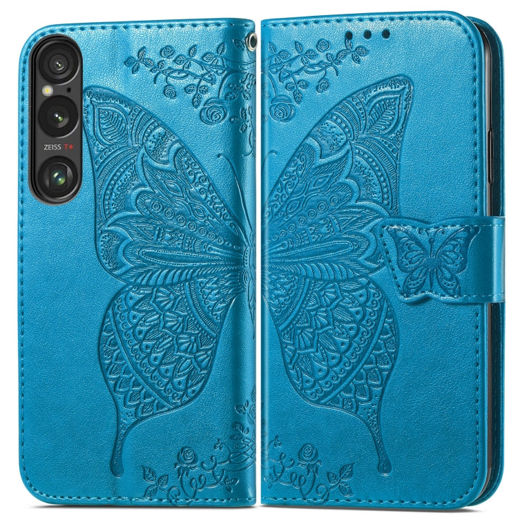 For Sony Xperia 1 VI Butterfly Love Flower Embossed Leather Phone Case