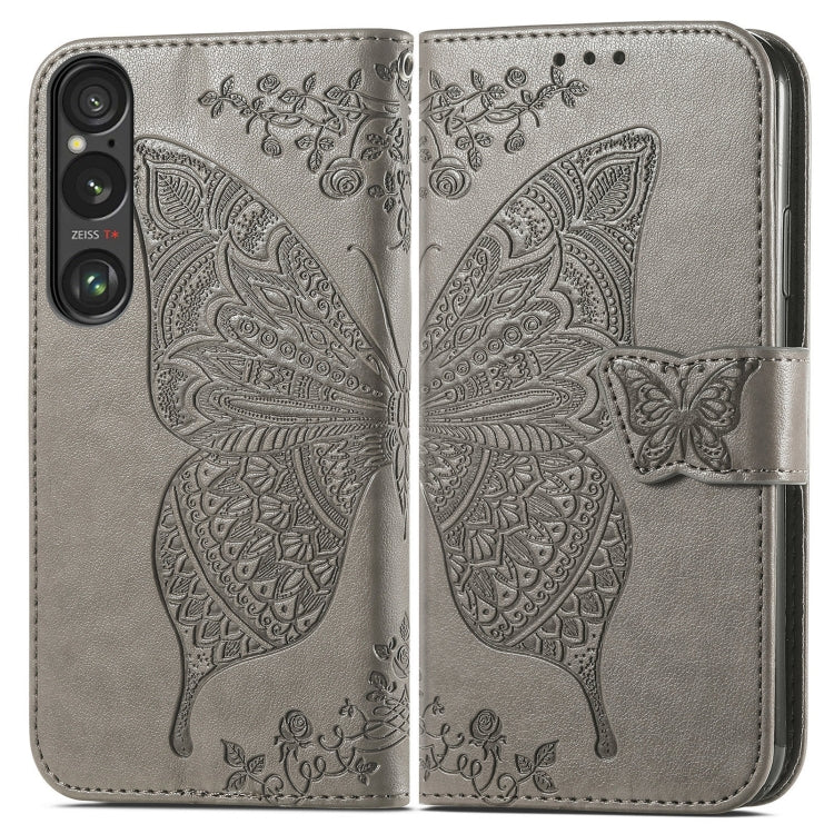 For Sony Xperia 1 VI Butterfly Love Flower Embossed Leather Phone Case