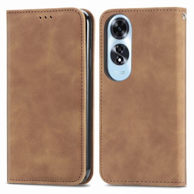 For OPPO A60 Retro Skin Feel Magnetic Flip Leather Phone Case