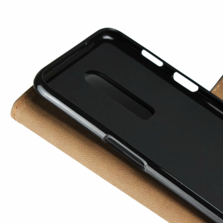 Leather Horizontal Flip Holster for One Plus 6 ,with Magnetic Clasp and Bracket and Card Slot and Wallet(Black)