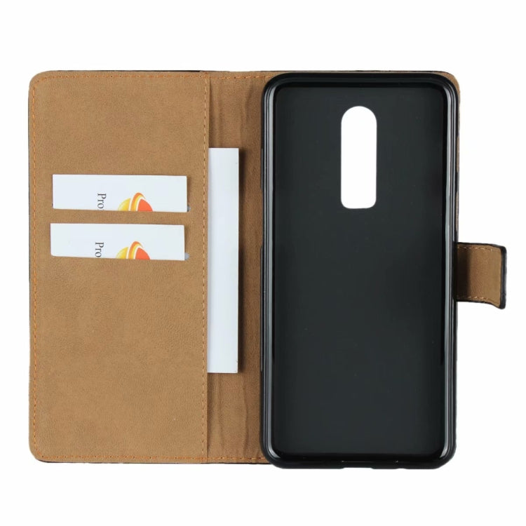 Leather Horizontal Flip Holster for One Plus 6 ,with Magnetic Clasp and Bracket and Card Slot and Wallet(Black)