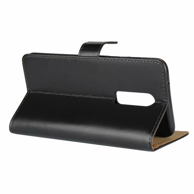Leather Horizontal Flip Holster for One Plus 6 ,with Magnetic Clasp and Bracket and Card Slot and Wallet(Black)