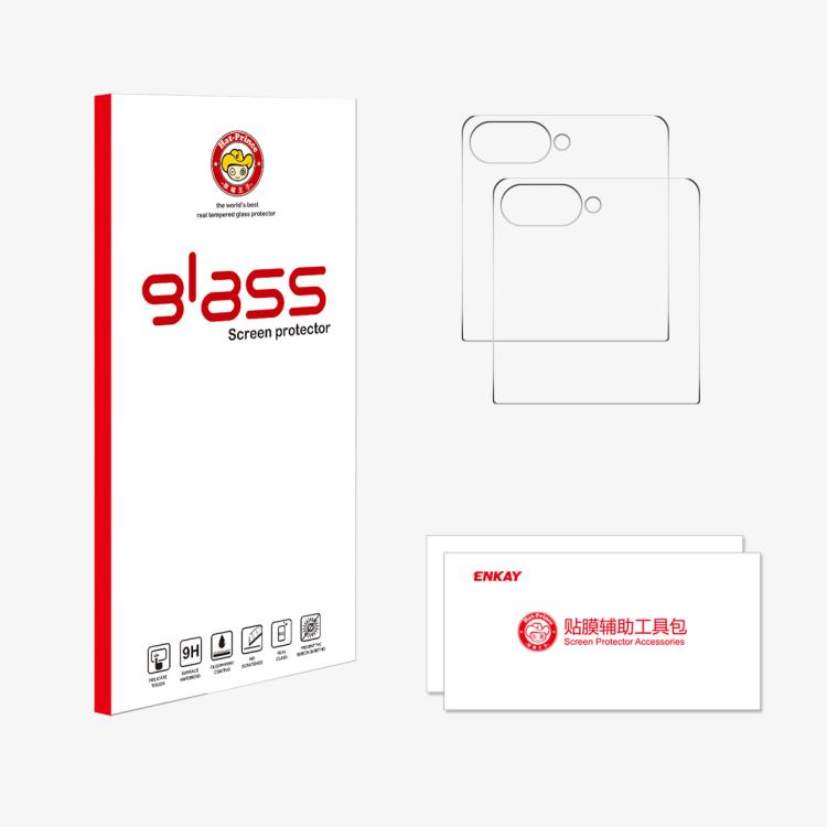 For Samsung Galaxy Z Flip7 2pcs ENKAY 9H Big Arc Edge High Aluminum-silicon Tempered Glass Film