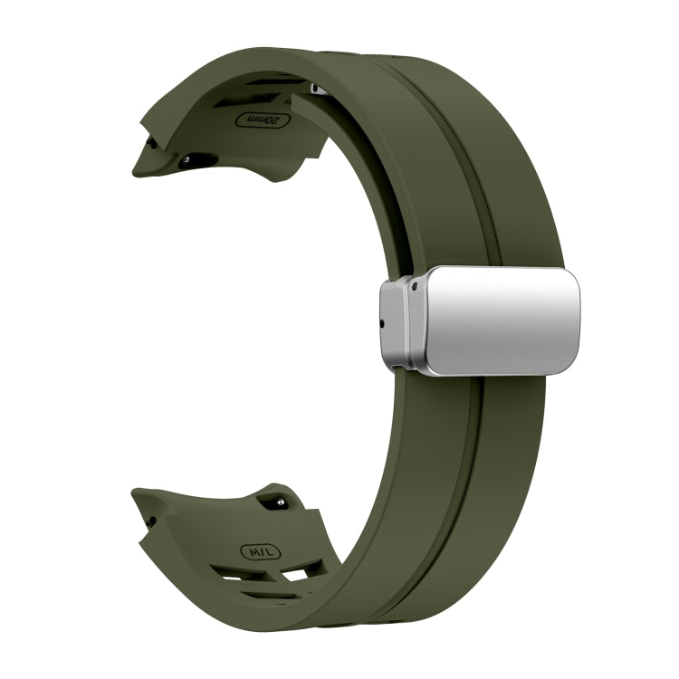 For Samsung Galaxy Watch FE 40mm Richard Magnetic Folding Silver Buckle Silicone Watch Band