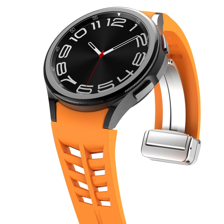 For Samsung Galaxy Watch FE 40mm Richard Magnetic Folding Silver Buckle Silicone Watch Band