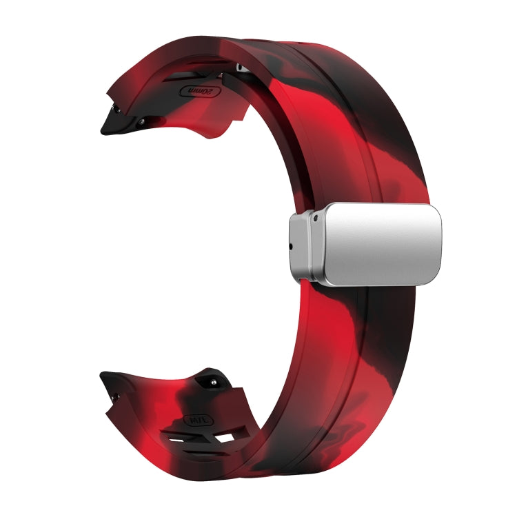 For Samsung Galaxy Watch FE 40mm Richard Magnetic Folding Silver Buckle Silicone Watch Band