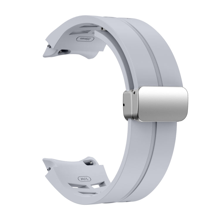 For Samsung Galaxy Watch 5 Golf Edition Richard Magnetic Folding Silver Buckle Silicone Watch Band
