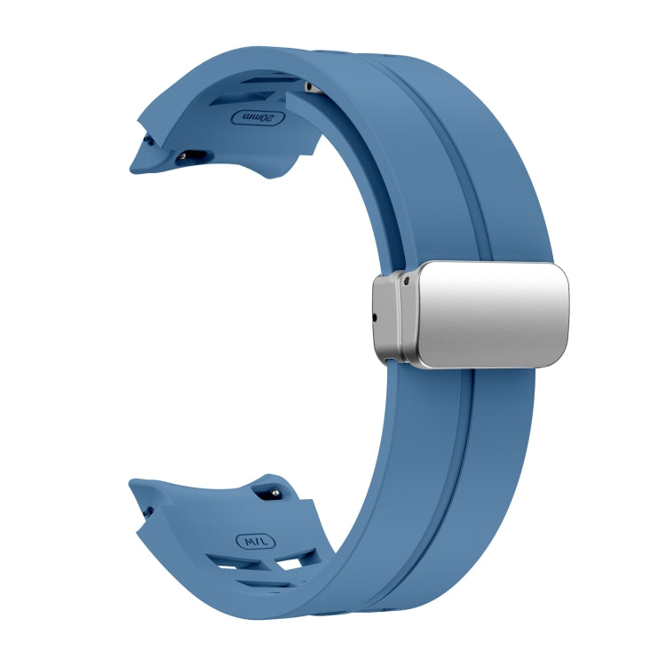 For Sansung Galaxy Watch 5 Pro 45mm Richard Magnetic Folding Silver Buckle Silicone Watch Band