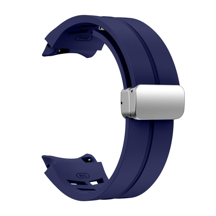 For Sansung Galaxy Watch 5 Pro 45mm Richard Magnetic Folding Silver Buckle Silicone Watch Band