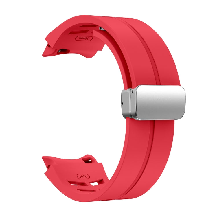 For Sansung Galaxy Watch 5 Pro 45mm Richard Magnetic Folding Silver Buckle Silicone Watch Band