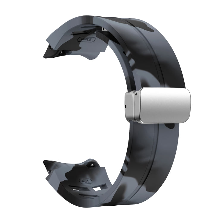 For Sansung Galaxy Watch 5 Pro 45mm Richard Magnetic Folding Silver Buckle Silicone Watch Band