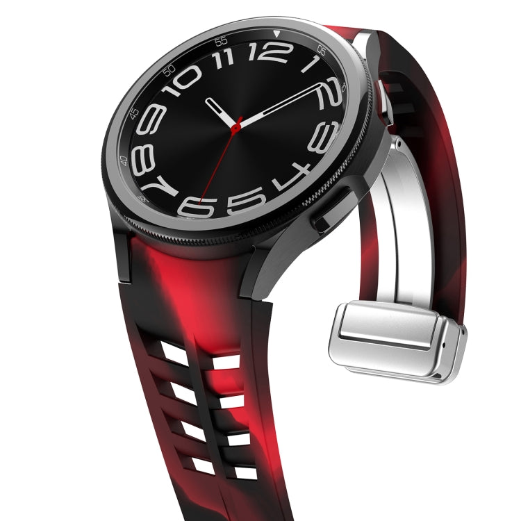 For Sansung Galaxy Watch 5 Pro 45mm Richard Magnetic Folding Silver Buckle Silicone Watch Band