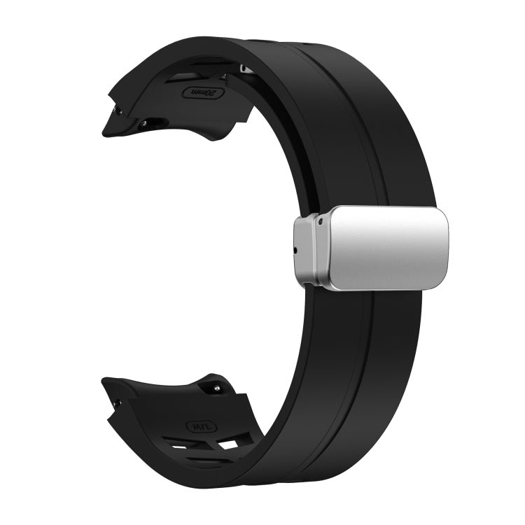 For Samsung Galaxy Watch 7 40 / 44mm Richard Magnetic Folding Silver Buckle Silicone Watch Band