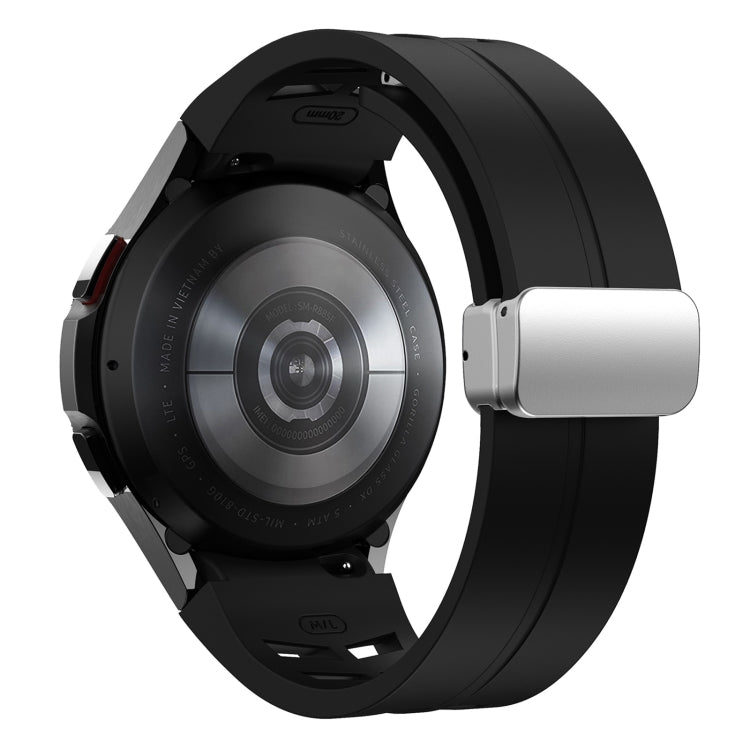 For Samsung Galaxy Watch 6 40 / 44mm Richard Magnetic Folding Silver Buckle Silicone Watch Band