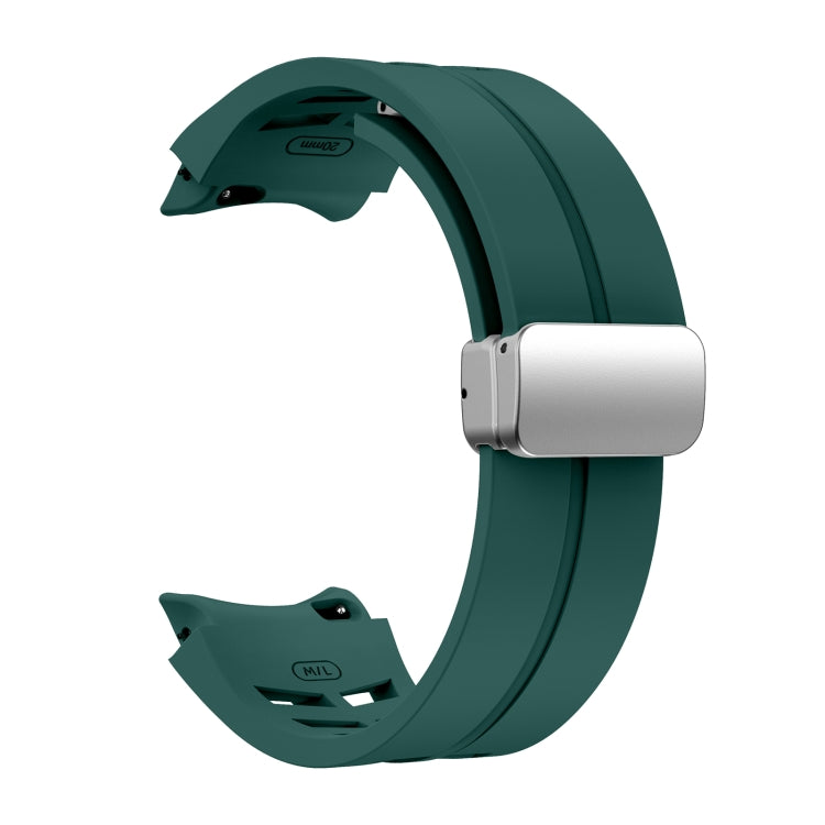 For Samsung Galaxy Watch 6 40 / 44mm Richard Magnetic Folding Silver Buckle Silicone Watch Band