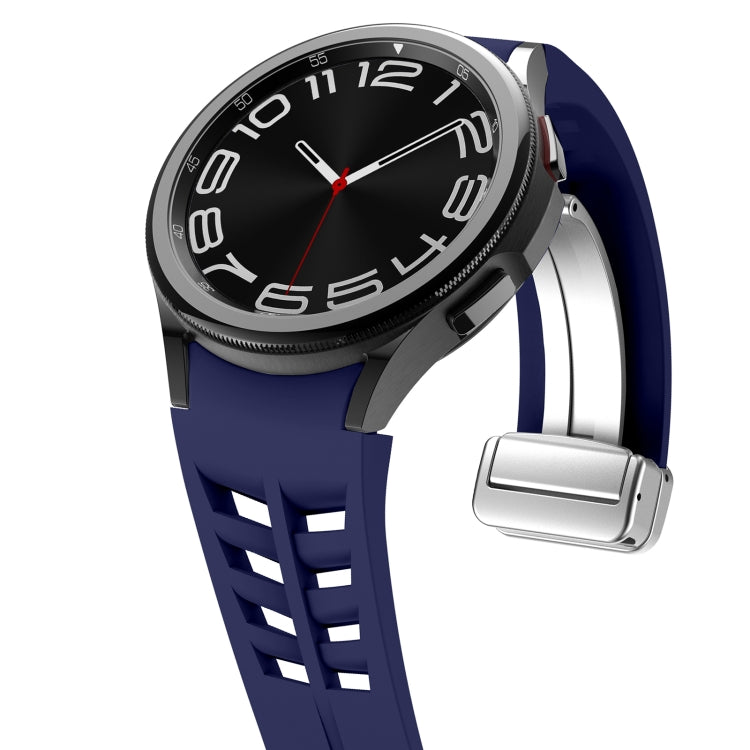 For Samsung Galaxy Watch 5 40 / 44mm Richard Magnetic Folding Silver Buckle Silicone Watch Band
