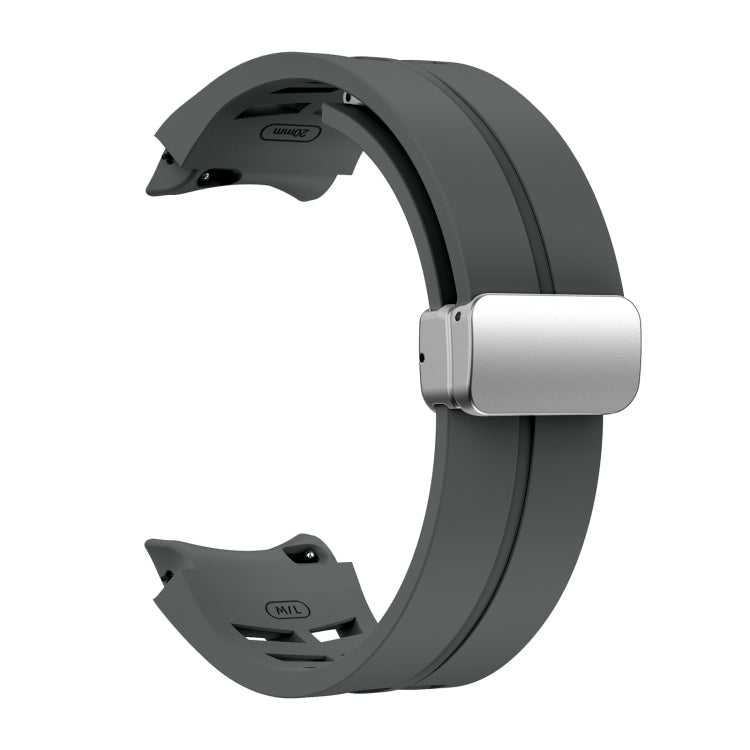 For Samsung Galaxy Watch 4 40 / 44mm Richard Magnetic Folding Silver Buckle Silicone Watch Band