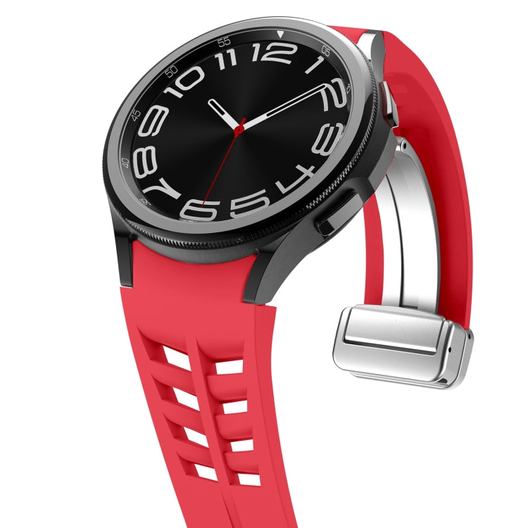 For Samsung Galaxy Watch 4 40 / 44mm Richard Magnetic Folding Silver Buckle Silicone Watch Band