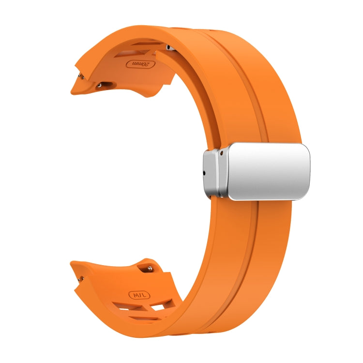 For Samsung Galaxy Watch 4 40 / 44mm Richard Magnetic Folding Silver Buckle Silicone Watch Band