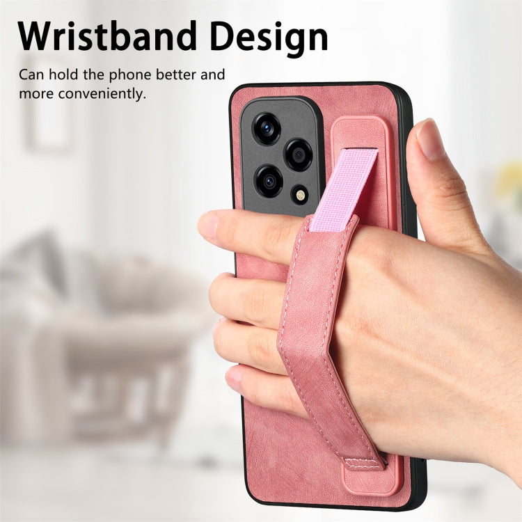 For Honor 200 Lite Golbal Retro Wristband Holder Leather Back Phone Case