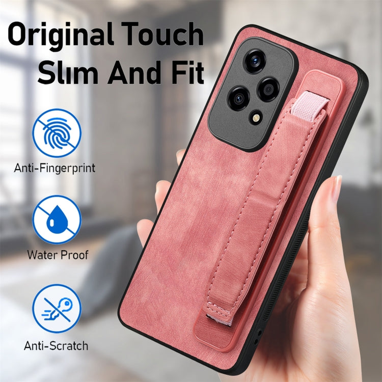 For Honor 200 Lite Golbal Retro Wristband Holder Leather Back Phone Case