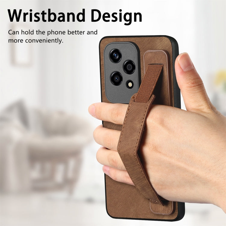 For Honor 200 Lite Golbal Retro Wristband Holder Leather Back Phone Case